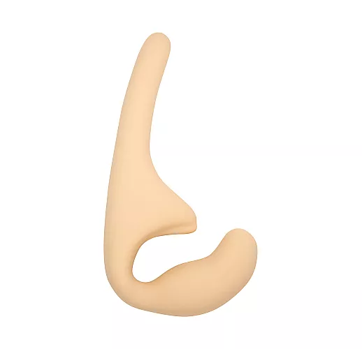 Бежевый силиконовый безремневой страпон Seduction Beige с клиторальным отростком - 20,5 см. Бежевый силиконовый безремневой страпон Seduction Beige с клиторальным отростком - 20,5 см.