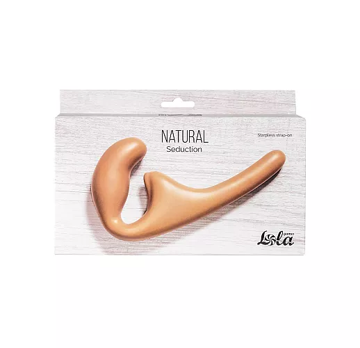 Бежевый силиконовый безремневой страпон Seduction Beige с клиторальным отростком - 20,5 см. Бежевый силиконовый безремневой страпон Seduction Beige с клиторальным отростком - 20,5 см.