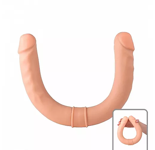 Двусторонний телесный фаллоимитатор из геля, с венками - 44 см.