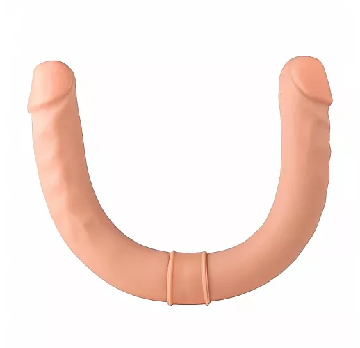 Двусторонний телесный фаллоимитатор из геля, с венками - 44 см.