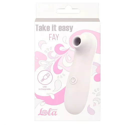 Вакуумно-волновой стимулятор клитора Take it Easy "Fay White" из силикона, 10 режимов, IPX7, USB