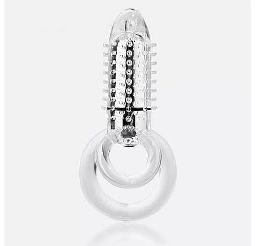 Прозрачное эрекционное кольцо с вибрацией DOUBLE O 8 CLEAR