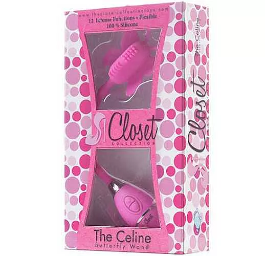 Розовый вибростимулятор-бабочка на ручке THE CELINE BUTTERFLY