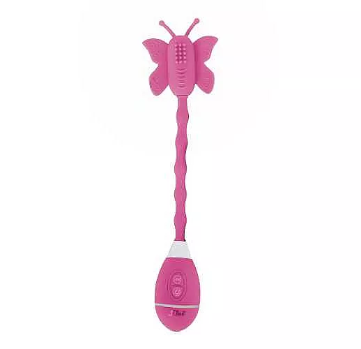Розовый вибростимулятор-бабочка на ручке THE CELINE BUTTERFLY