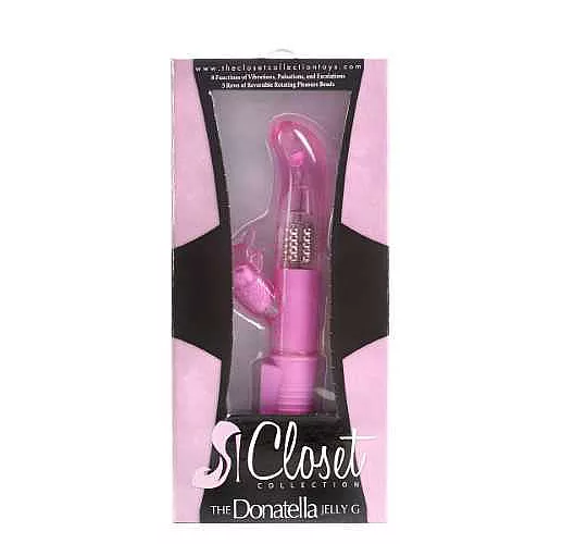 Розовый вибромассажёр для стимуляции G-точки и клитора THE DONATELLA JELLY G