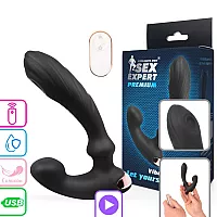 Вибромассажёр простаты SE "Pulse" с 9 режимами вибрации и пульсации, пульт ДУ, IPX6, USB - 14,5 см.