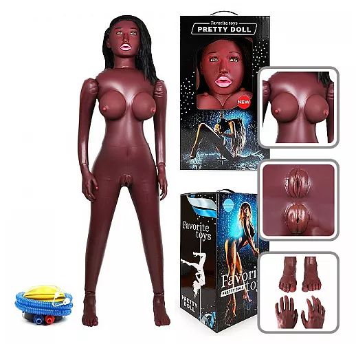 Секс-кукла Pretty Doll "Lionella" с вибрацией, 3 любовными отверстиями, ручками и ножками - 150 см.