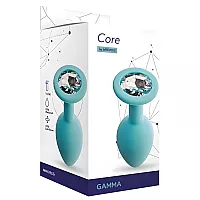 Аквамариновая силиконовая анальная пробка Gamma Aqua с прозрачным кристаллом - 7,2 см. ⌀ 2,8 см.