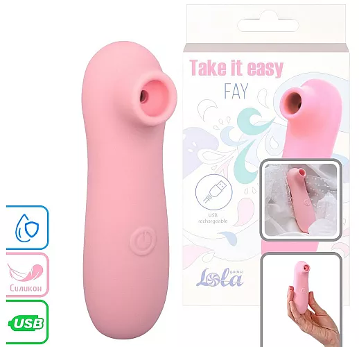 Вакуумно-волновой стимулятор клитора Take it Easy "Fay Pink" из силикона, 10 режимов, IPX7, USB