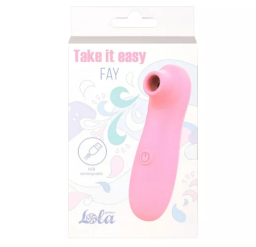 Вакуумно-волновой стимулятор клитора Take it Easy "Fay Pink" из силикона, 10 режимов, IPX7, USB
