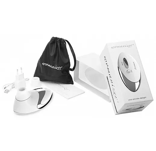 Белоснежный вакуумный стимулятор клитора W500 Pro с двумя сменными насадками