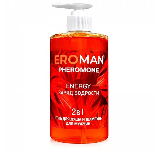 Мужской гель для душа и шампунь Energy Pheromone с феромонами и бодрящим ароматом - 430 мл.