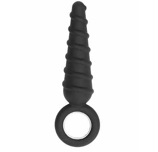 Анальная пробка со спиралью на поверхности №60 Dildo With Metal Ring - 17,5 см.