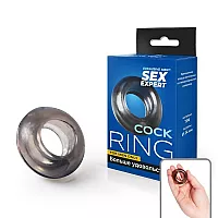 Большое эрекционное кольцо Sex Expert "Circle" из эластичного материала чёрного цвета
