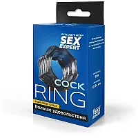 Большое эрекционное кольцо Sex Expert "Wye" из эластичного материала чёрного цвета