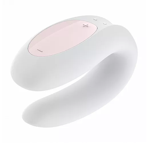Белый вибратор для пар Satisfyer Double Joy с управлением через приложение
