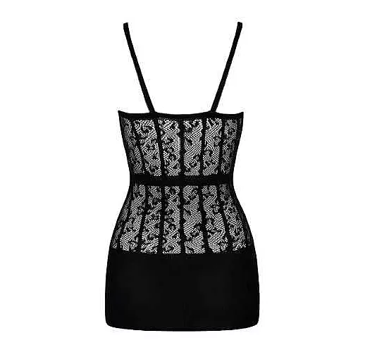 Ажурная сорочка с цветочным узором черный