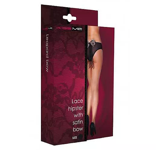 Трусики с бантом и ажурной лентой LEOPARD BOW L-XL черный с леопардовым