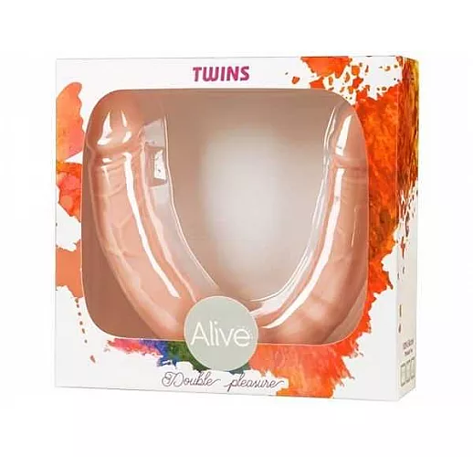 Двухсторонний телесный фаллоимитатор Twins Size M - 30 см.