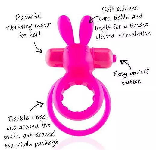 Розовое виброкольцо THE OHARE с подхватом мошонки