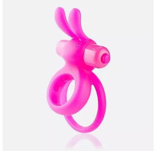 Розовое виброкольцо THE OHARE с подхватом мошонки
