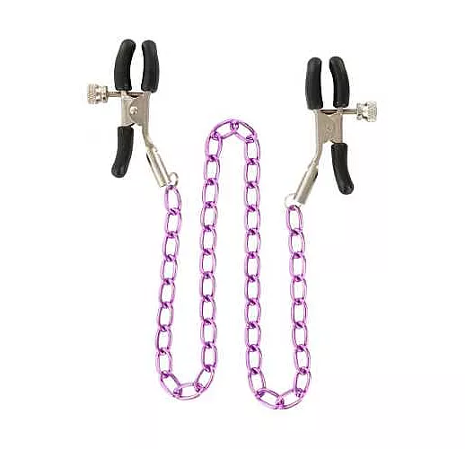 Зажимы для сосков Nipple Chain Metal на фиолетовой цепочке Зажимы для сосков Nipple Chain Metal на фиолетовой цепочке