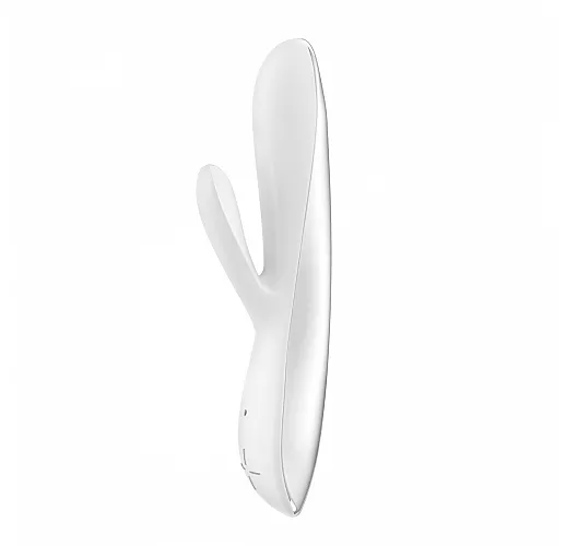 Белый перезаряжаемый вибратор типа rabbit E5 - 19 см.