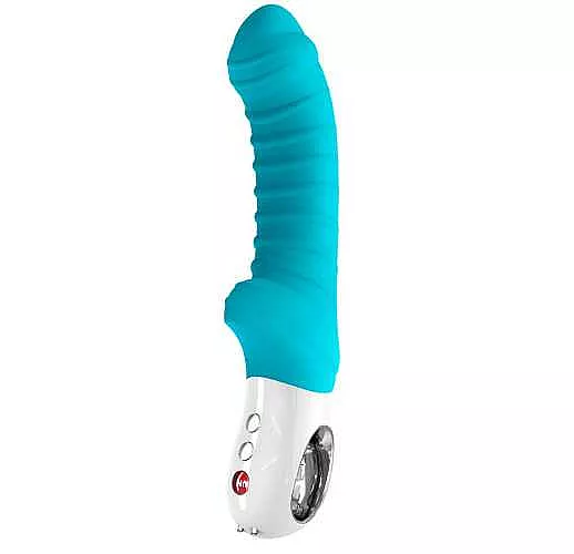 Бирюзовый перезаряжаемый вибратор Tiger G5 - 21,7 см.