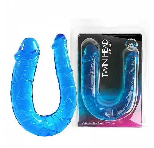Упругий двухсторонний фаллоимитатор Twin Head "Double Dong" лазурного цвета - 29,8 см.
