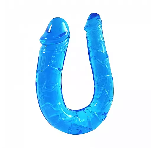 Упругий двухсторонний фаллоимитатор Twin Head "Double Dong" лазурного цвета - 29,8 см.