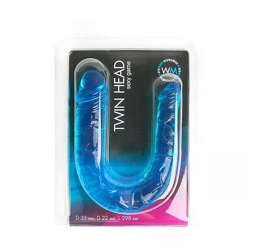 Упругий двухсторонний фаллоимитатор Twin Head "Double Dong" лазурного цвета - 29,8 см.