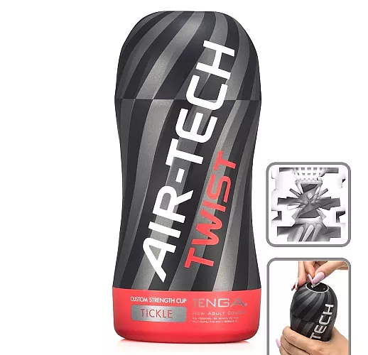 Большой мастурбатор Tenga "Air-Tech Twist Tickle" с упругим рельефом и регулируемой степенью сжатия