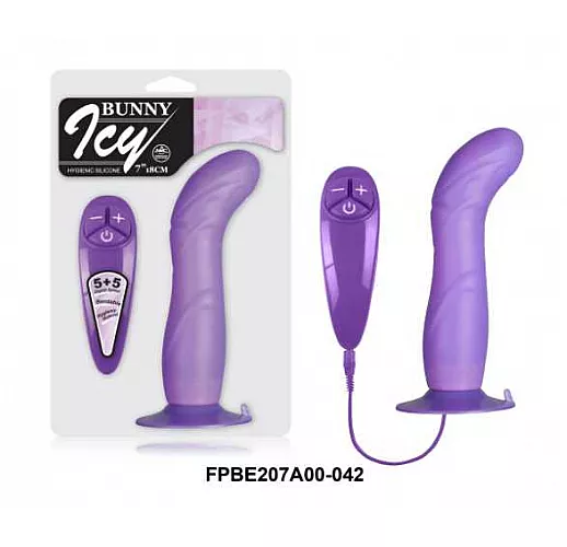 Гибкий фиолетовый вибратор на присоске - 18 см.