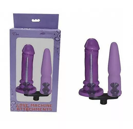 Фиолетовая двойная насадка для секс-машин