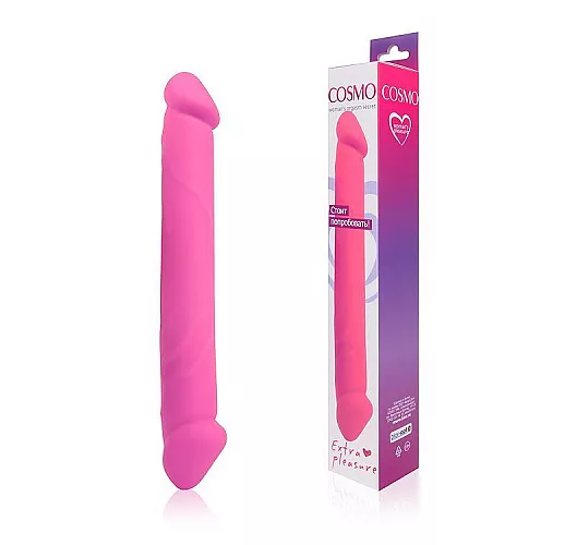 Двусторонний розовый фаллоимитатор Cosmo - 23 см.