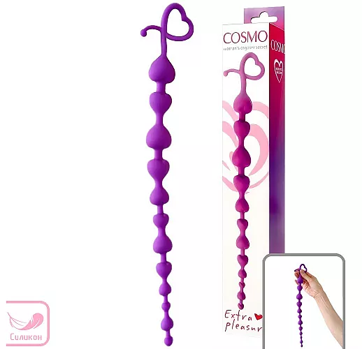 Длинная силиконовая анальная цепочка Cosmo Extra со стимулирующими элементами ⌀ 1.6/2/2.7 - 28 см. Длинная силиконовая анальная цепочка Cosmo Extra со стимулирующими элементами ⌀ 1.6/2/2.7 - 28 см.