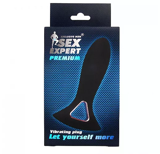 Силиконовый анальный вибратор Sex Expert "Vibration Plug" с 10 режимами вибрации, IPX6, USB - 14 см.