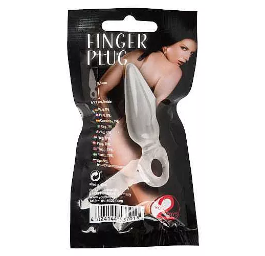 Анальная втулка с колечком на пальчик Finger Plug - 9,5 см.