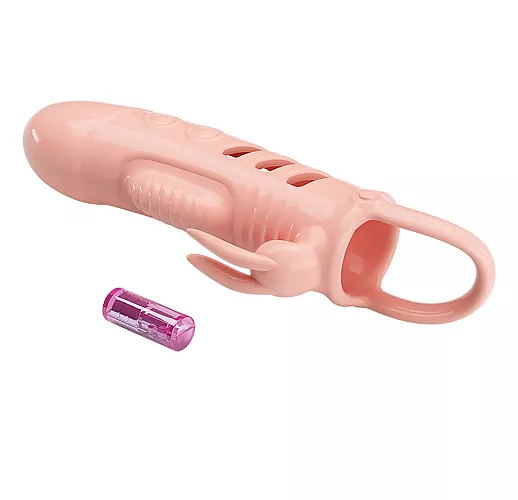 Телесная насадка "Sloane" с вибрацией и "кроликом" для дополнительной стимуляции - 18,7 см.
