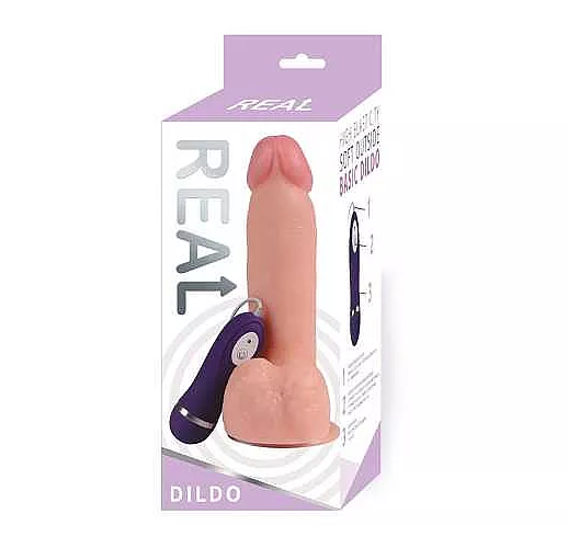 Реалистичный вибратор REAL с пультом управления - 20 см.