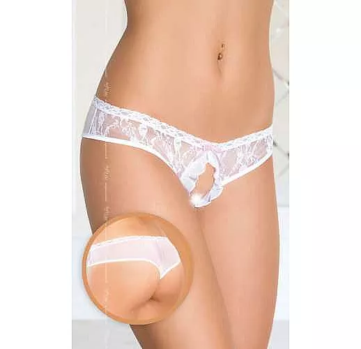 Ажурные трусики с вырезом спереди M-L белый