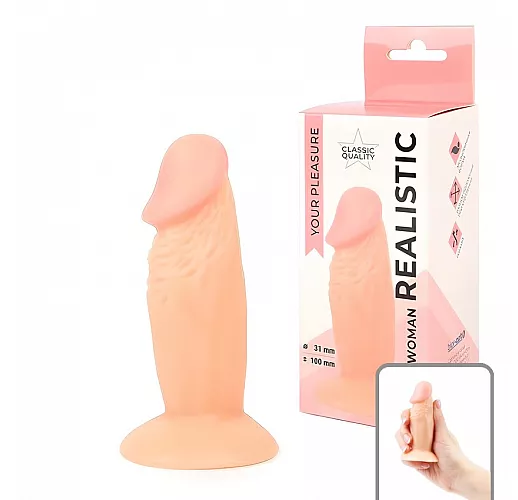 Реалистичный анальный фаллоимитатор Erowoman из Soft PVC на присоске - 10 см.