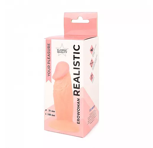 Реалистичный анальный фаллоимитатор Erowoman из Soft PVC на присоске - 10 см.