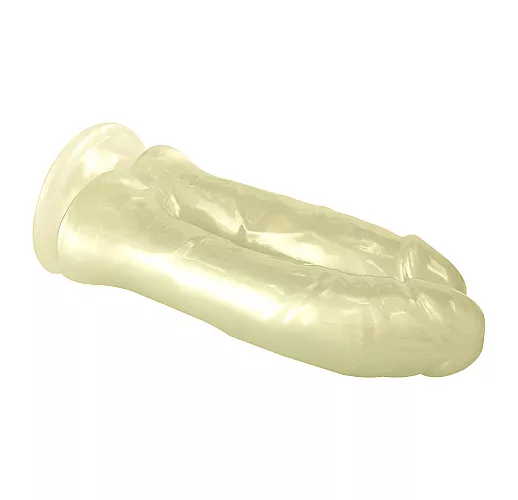 Двойной перламутровый золотистый дилдо Pearl "Baroque" на присоске - 17,5 см.