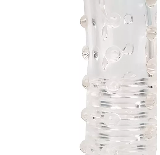 Закрытая прозрачная насадка-фаллос Sex Expert с «шишечками» для дополнительной стимуляции - 15 см.