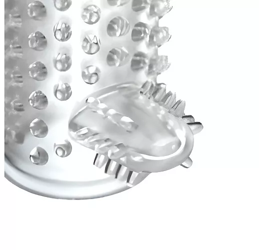 Закрытая прозрачная насадка Crystal Sleeve с многочисленными «пупырышками» для стимуляции - 12,8 см.