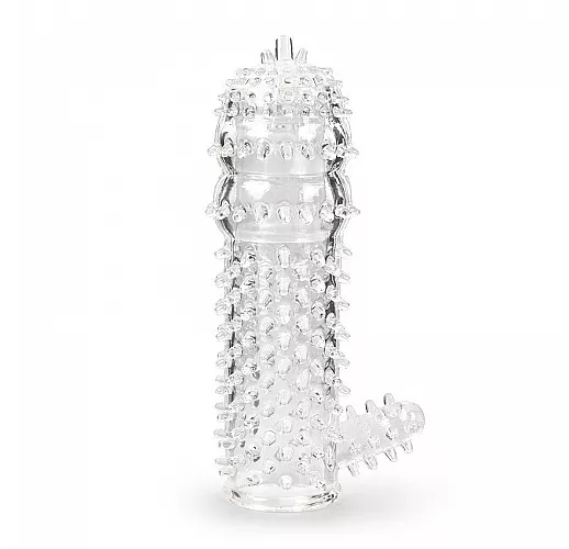 Закрытая прозрачная насадка Crystal Sleeve с многочисленными «пупырышками» для стимуляции - 12,8 см.