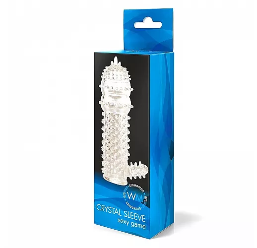 Закрытая прозрачная насадка Crystal Sleeve с многочисленными «пупырышками» для стимуляции - 12,8 см.
