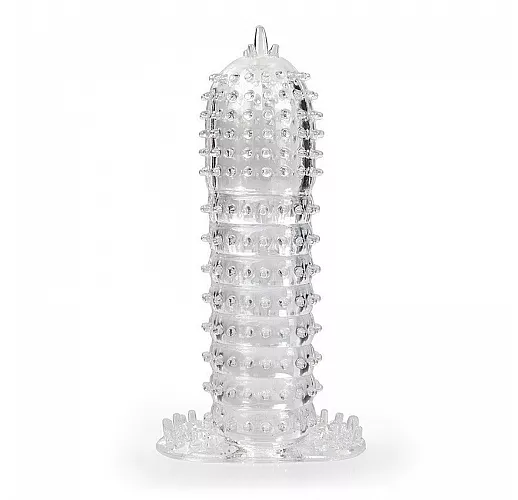 Закрытая прозрачная насадка Crystal Sleeve с многочисленными «пупырышками» для стимуляции - 13 см.