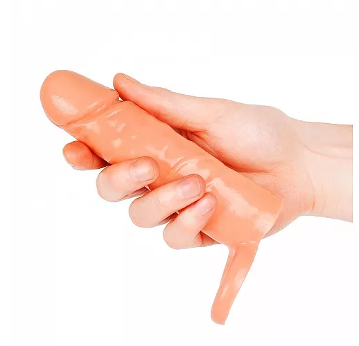 Реалистичная текстурированная насадка на пенис Expert Shape с кольцом для мошонки - 16 см.